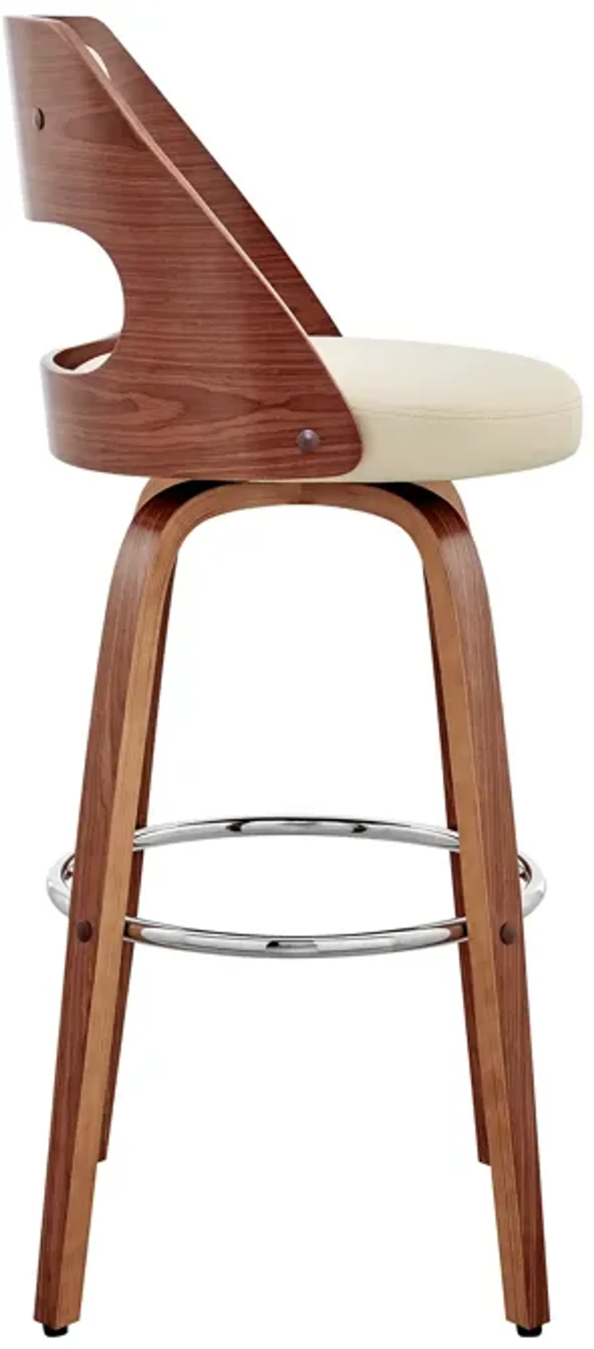 Julius  Gray Faux Leather and Black Wood Bar Stool