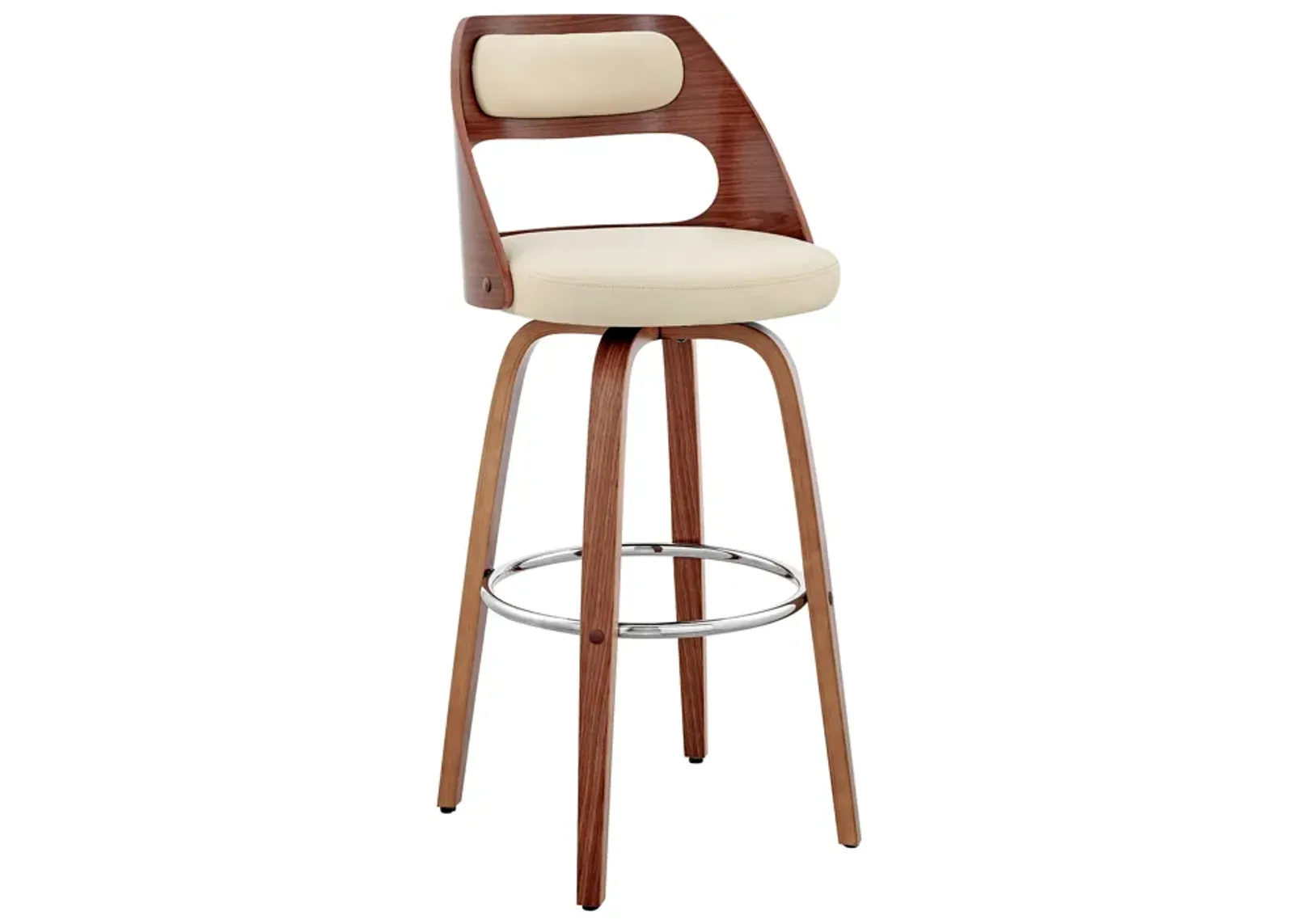 Julius  Gray Faux Leather and Black Wood Bar Stool