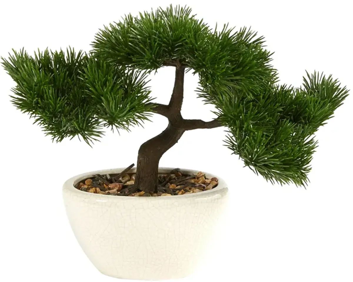 Hivvago 10 Inches Cedar Bonsai Artificial Tree in Decorative Planter