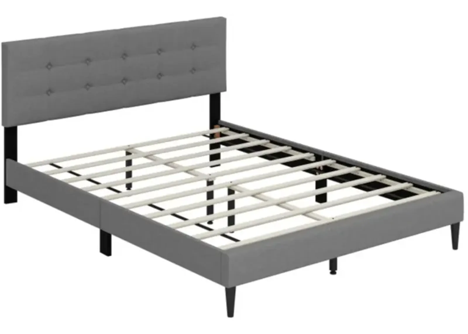 Hivvago Queen Size Upholstered Platform Bed with Button Tufted Headboard