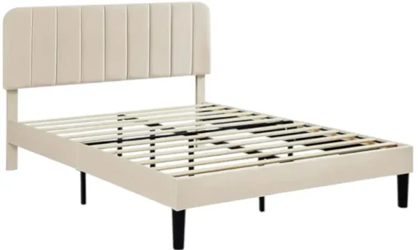 Hivvago Queen size Upholstered Platform Bed Frame with Headboard
