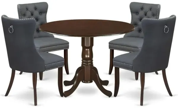 5 Piece Dining Set Consists of a Round Kitchen Table with Dropleaf
