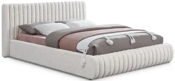 Meridian Furniture Nash Cream Boucle Fabric King Bed