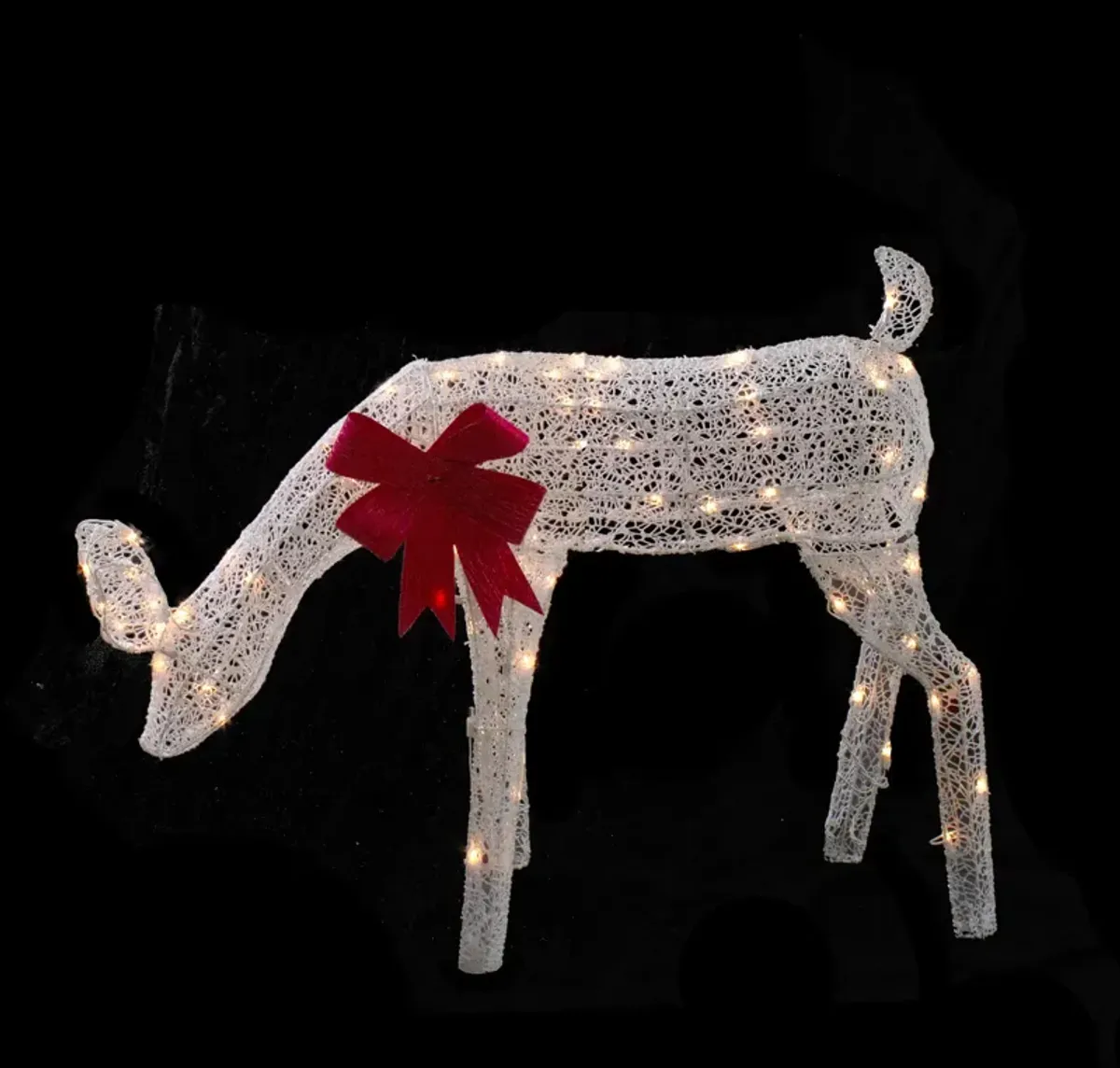 37" Lighted White Mesh Feeding Doe Outdoor Christmas Decoration - Clear Lights