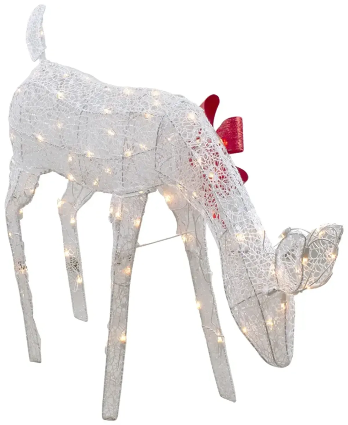 37" Lighted White Mesh Feeding Doe Outdoor Christmas Decoration - Clear Lights