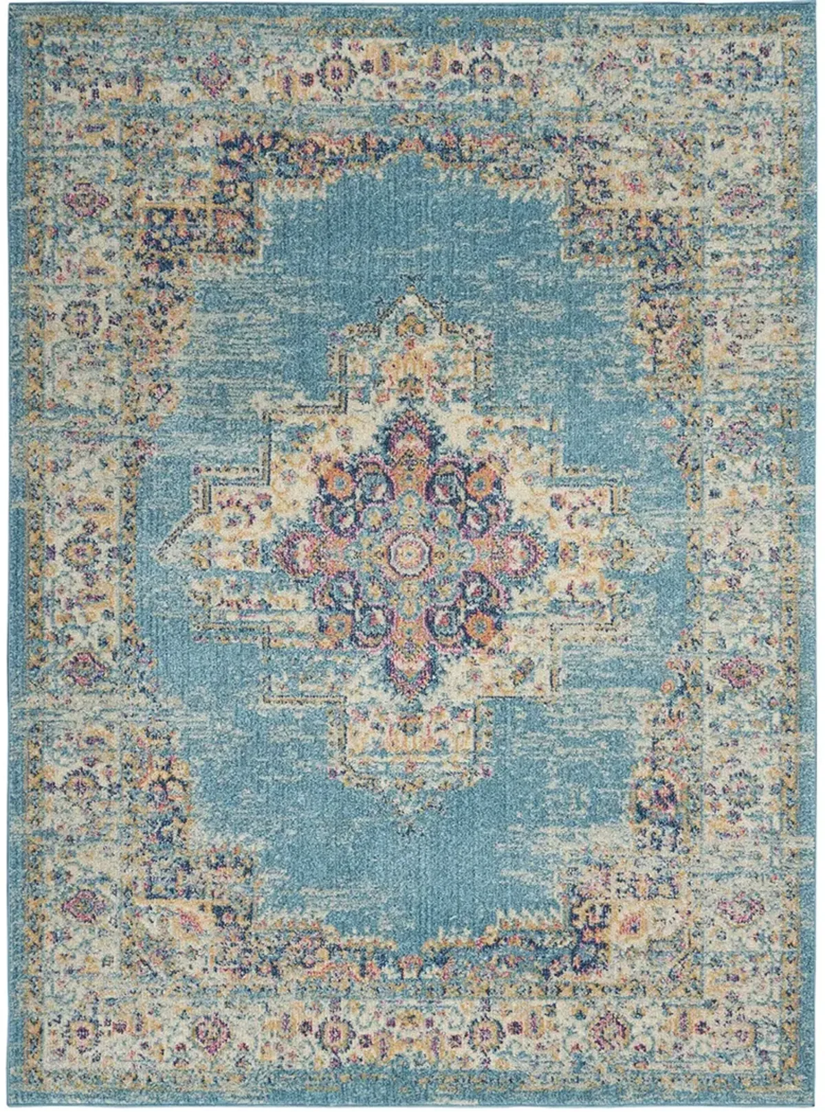 Passion PSN03 Light Blue 5' x Round Rug