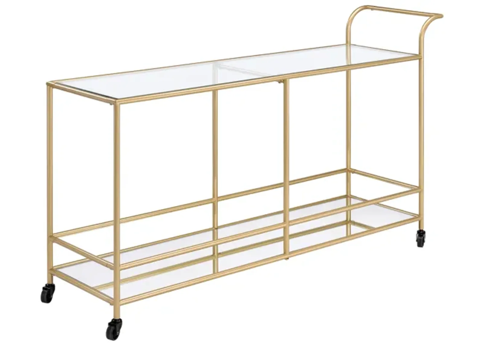 ACME Kenda Serving Cart, Clear Glass, Mirrored & Gold