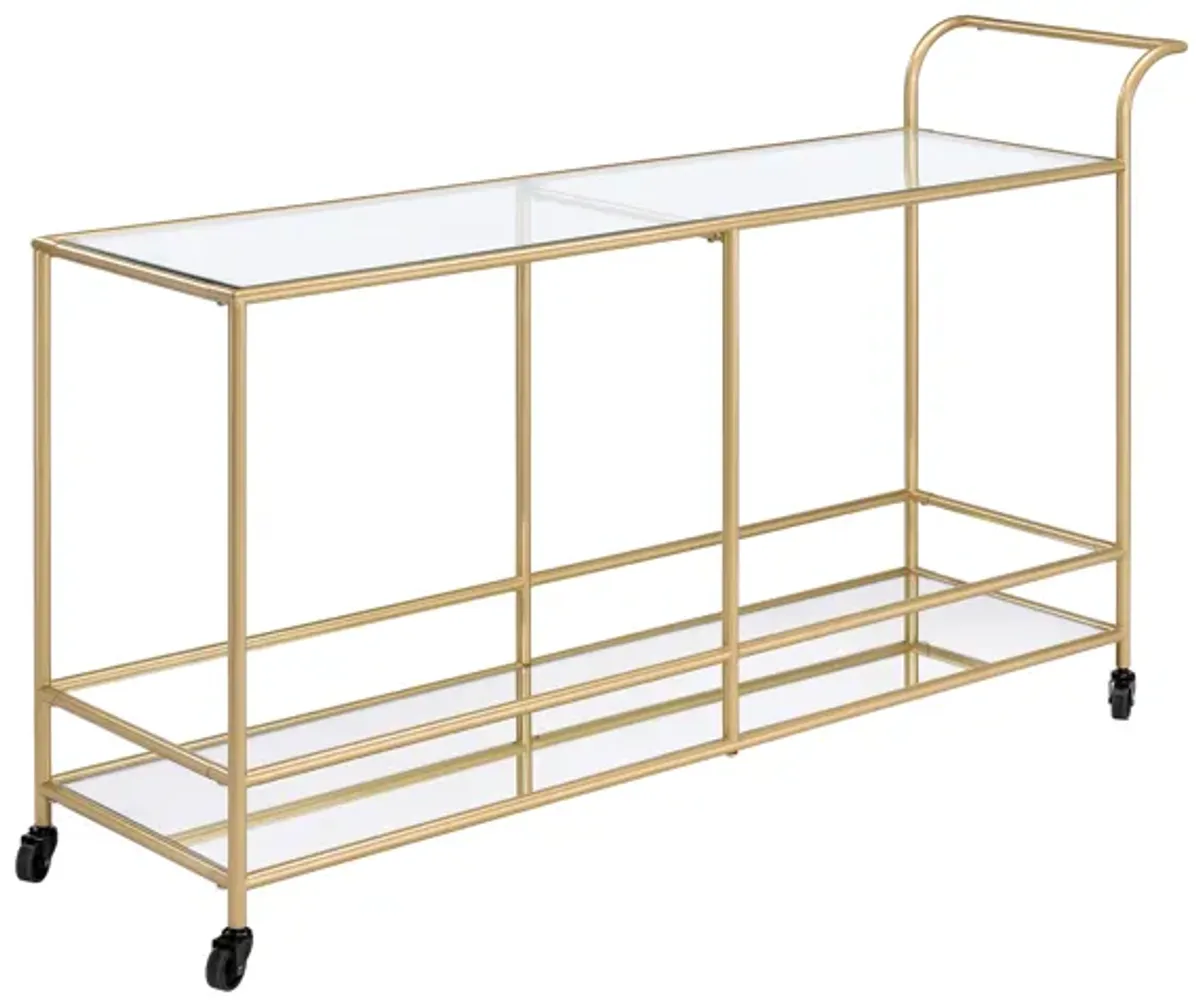 ACME Kenda Serving Cart, Clear Glass, Mirrored & Gold