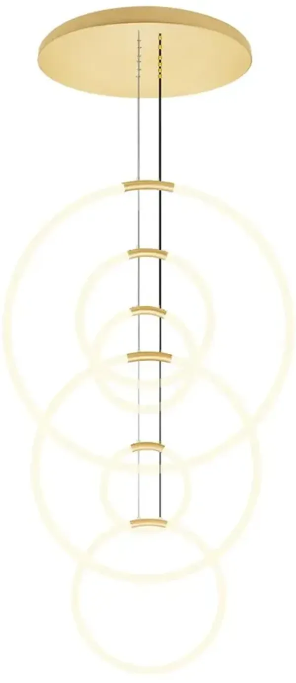 CWI Lighting Hoops 6 Light LED Chandelier With Satin Gold Finish