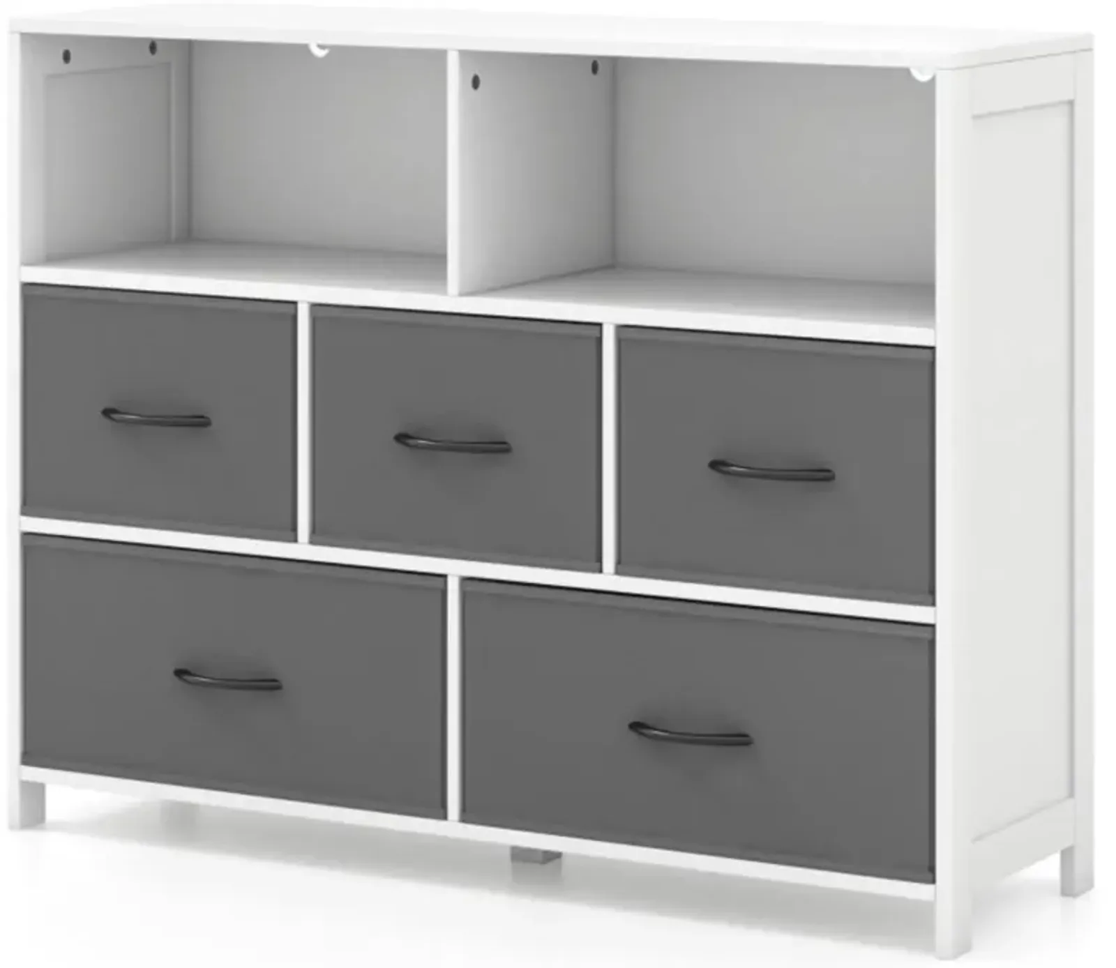 Hivvago Fabric Dresser with 5 Drawers for Bedroom-White