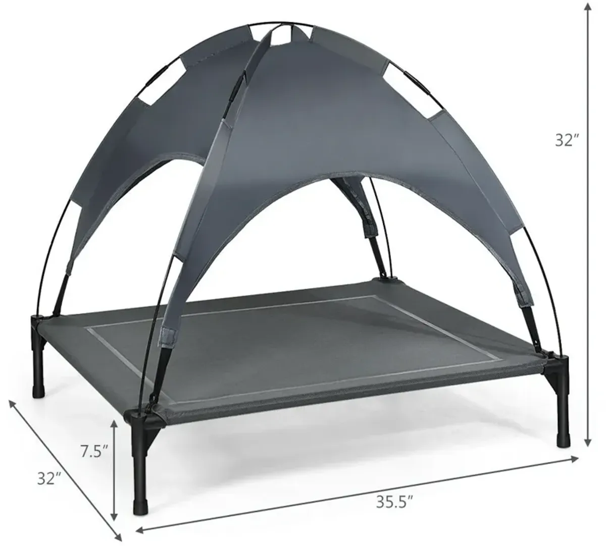 Portable Elevated Outdoor Pet Bed with Removable Canopy Shade