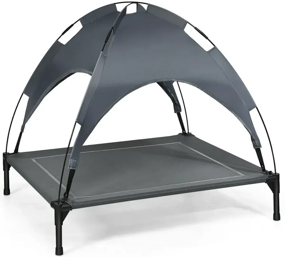 Portable Elevated Outdoor Pet Bed with Removable Canopy Shade