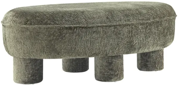 Tribeca Chenille Accent Ottoman in Olive Green
