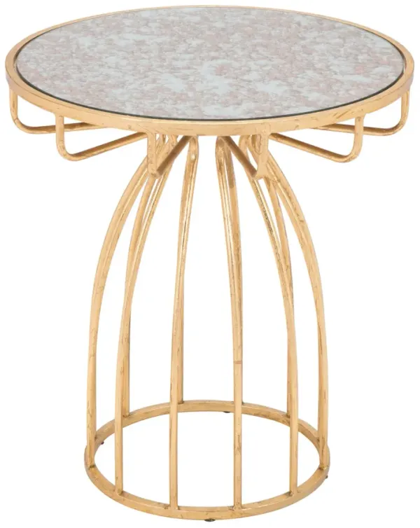 Hivvago 22" Gold And Brown Steel Round End Table