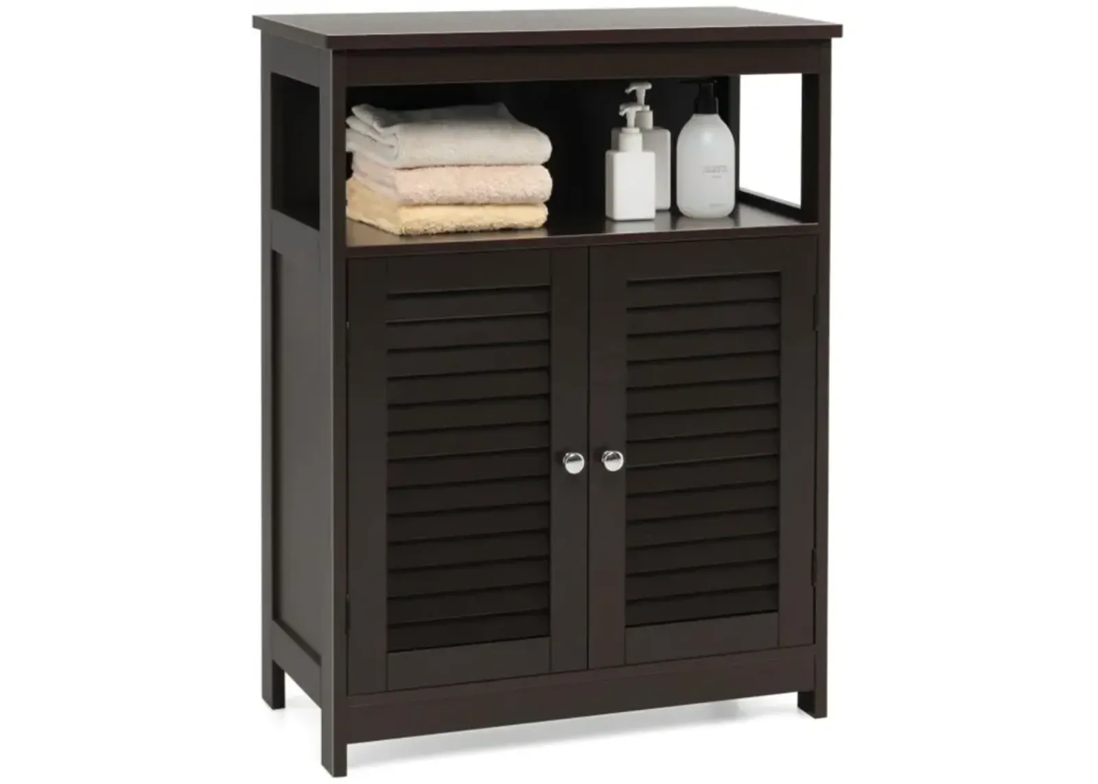 Hivvago Wood Freestanding Bathroom Storage Cabinet with Double Shutter Door