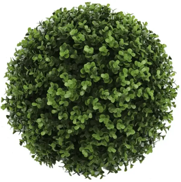 Natural Green Artificial Buxus Topiary Ball 11" UV Resistant Set of 2