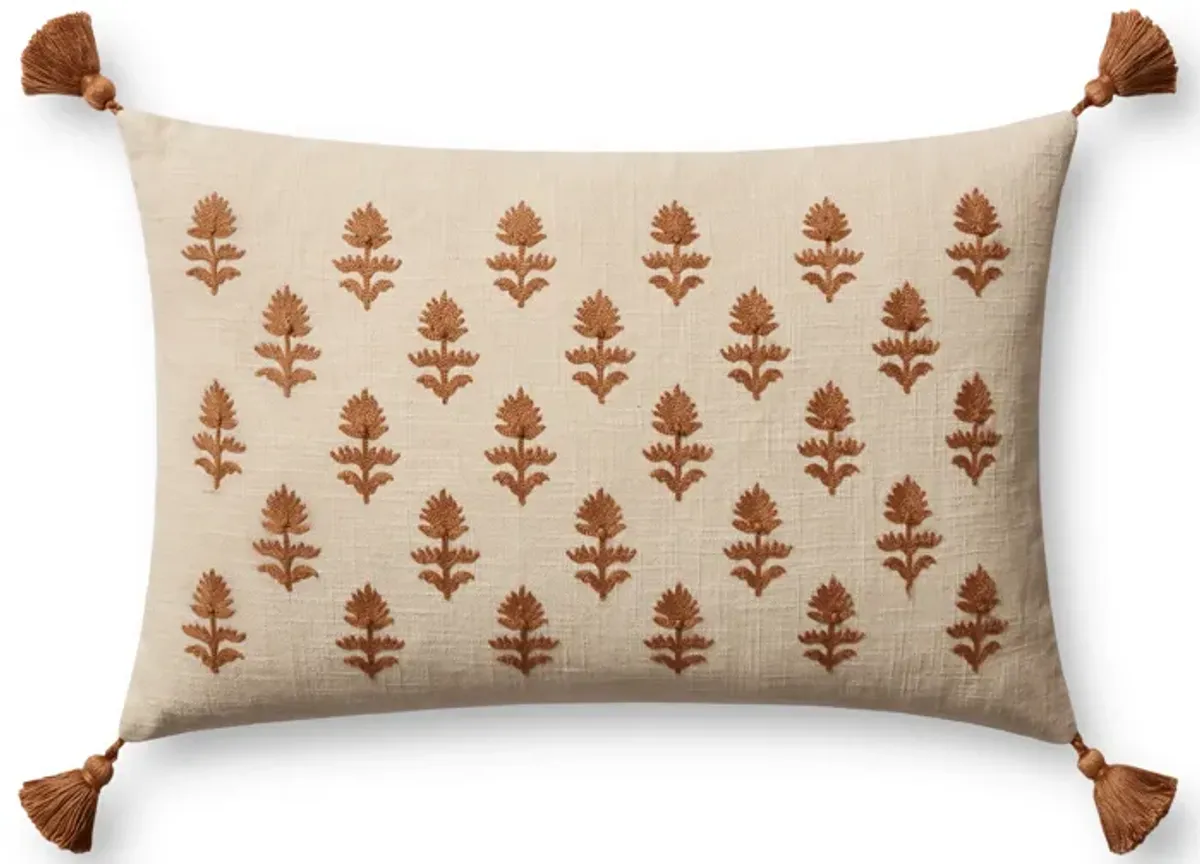 Addison PMH0051 Beige/Rust 13''x21'' Down Pillow by Magnolia Home by Joanna Gaines x Loloi