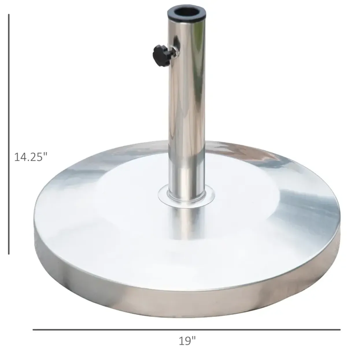 Stainless Steel Umbrella Stand: 55lb Round Base with Heavy Cement Bottom, Mirror Finish