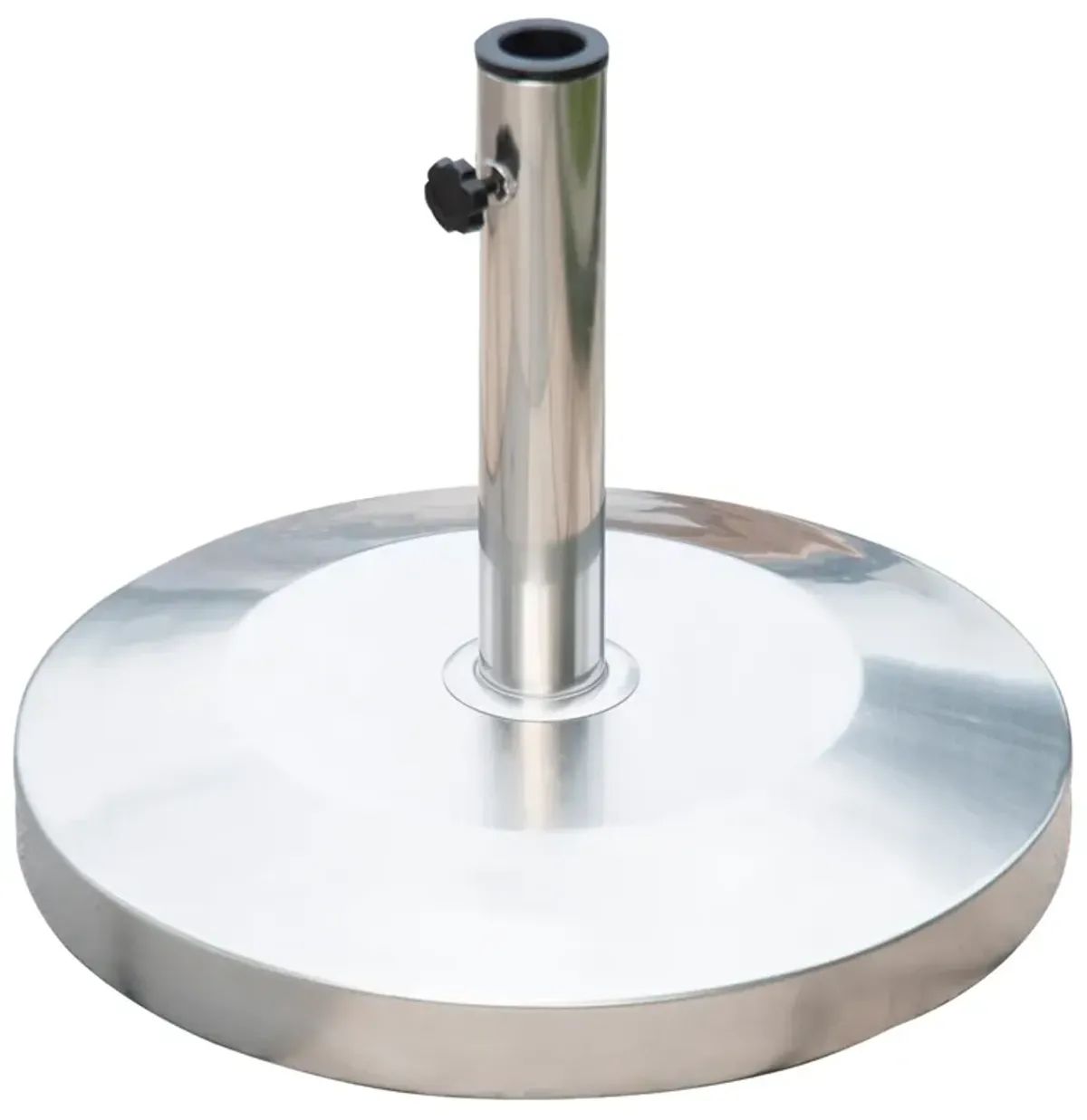 Stainless Steel Umbrella Stand: 55lb Round Base with Heavy Cement Bottom, Mirror Finish