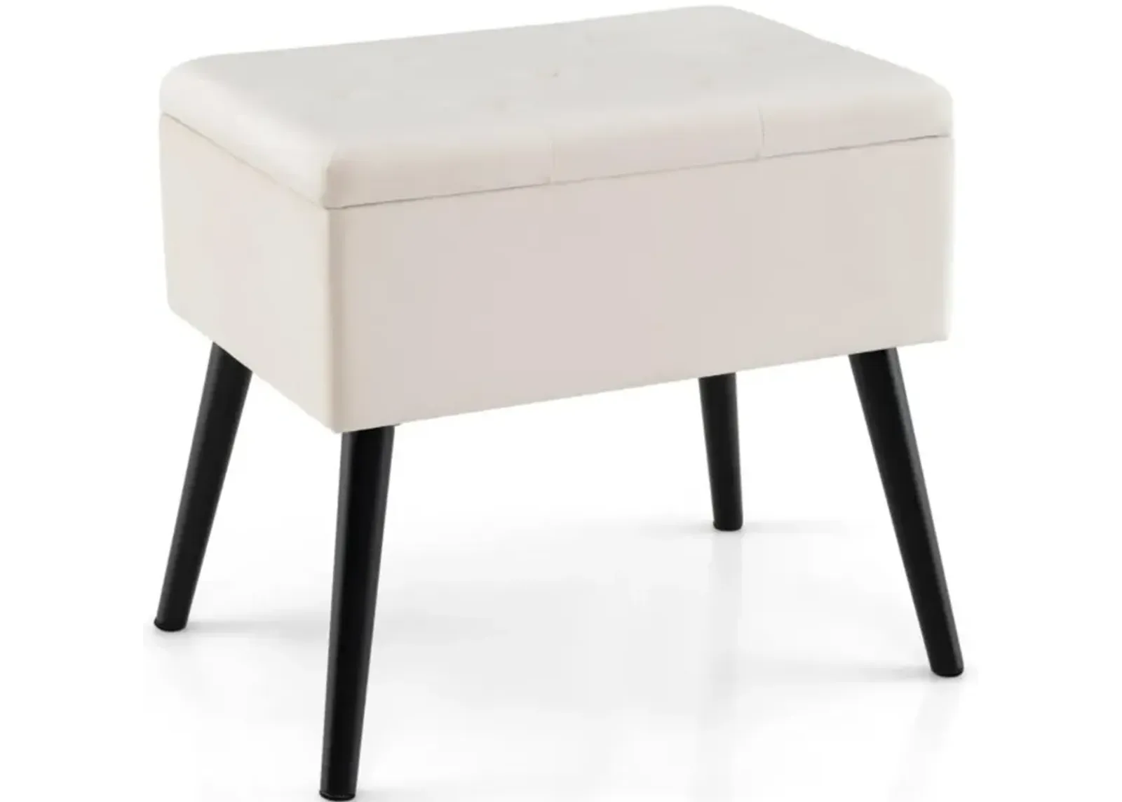 Hivvago Velvet Storage Ottoman with Solid Wood Legs for Living Room Bedroom