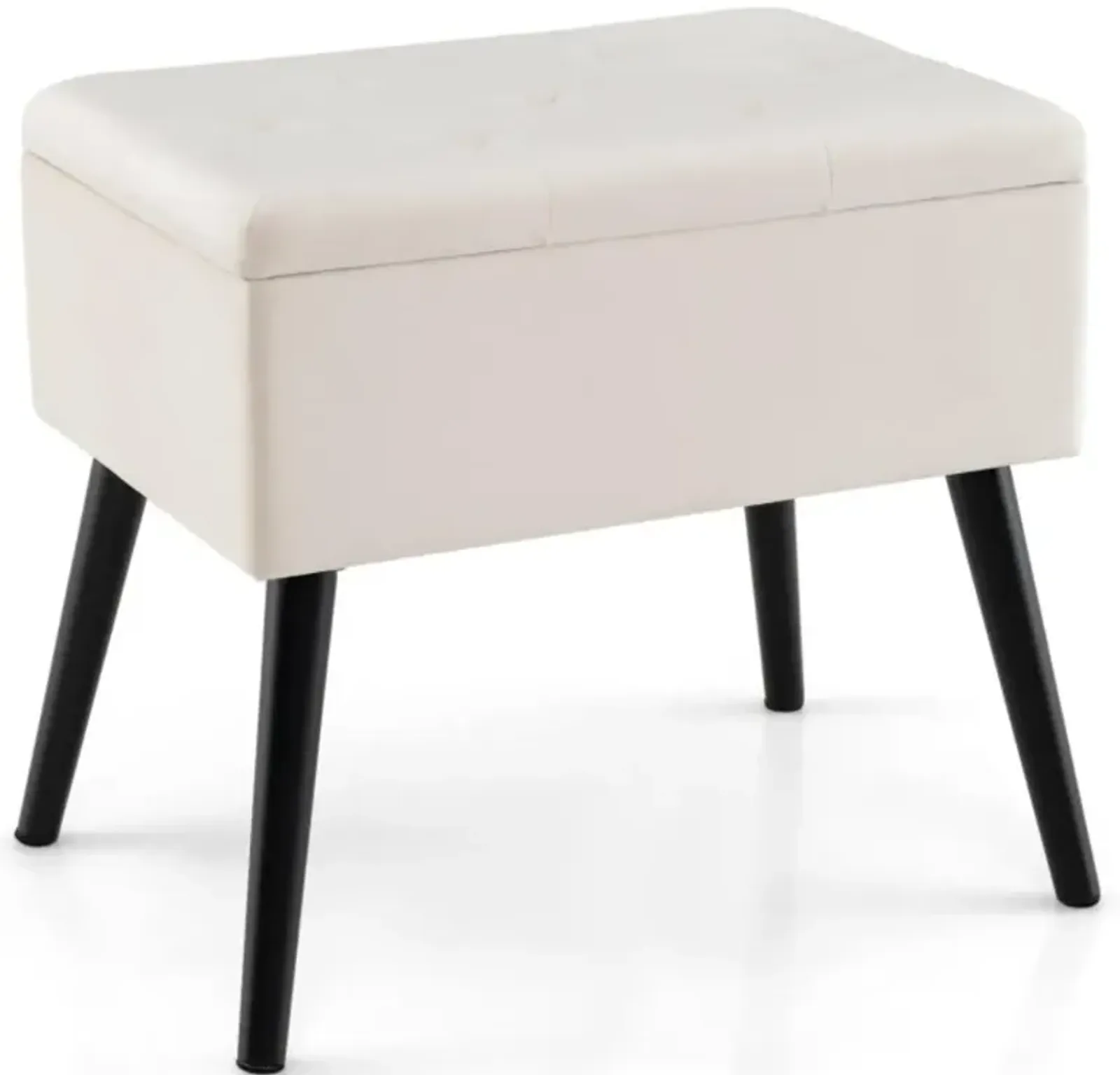 Hivvago Velvet Storage Ottoman with Solid Wood Legs for Living Room Bedroom