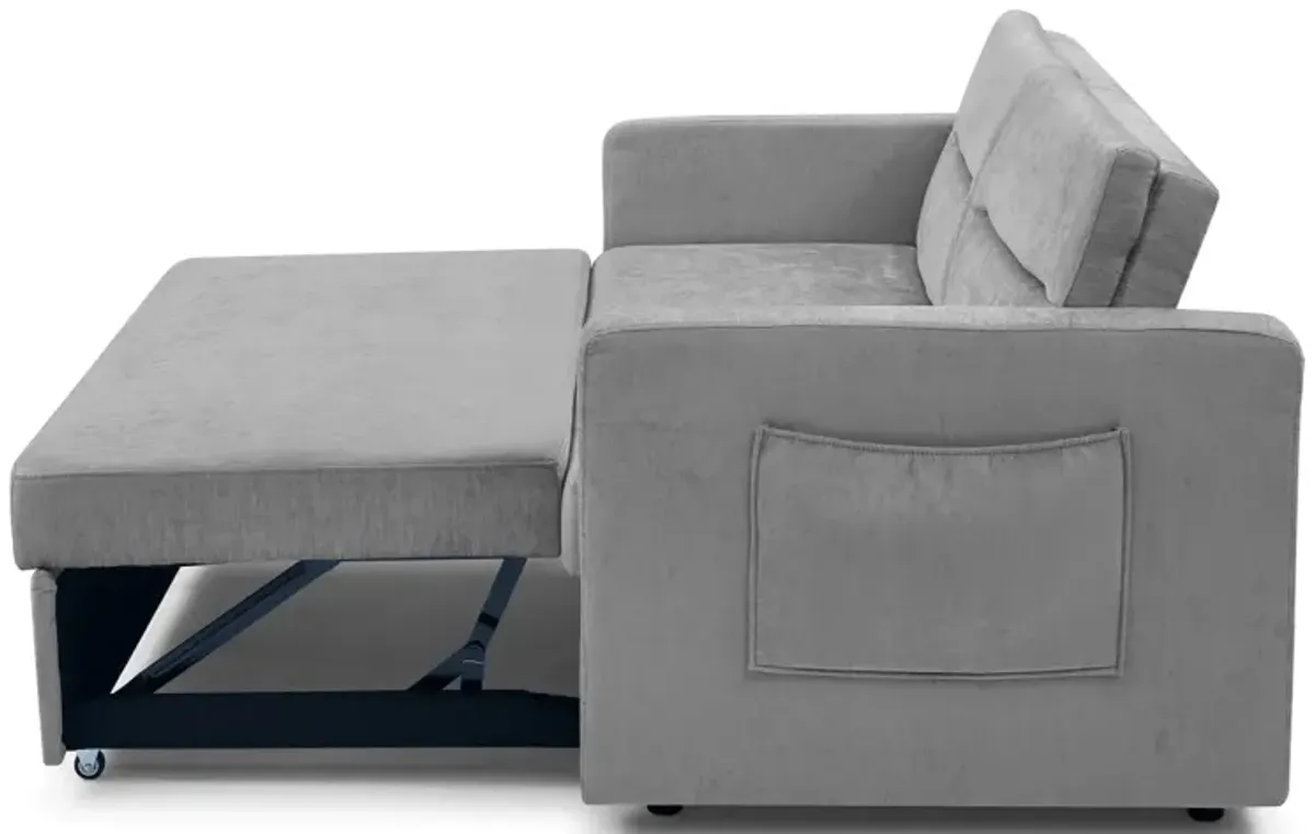 Loveseats Sofa Bed With Pull-Out Bed, Adjustable Back And Two Arm Pocket