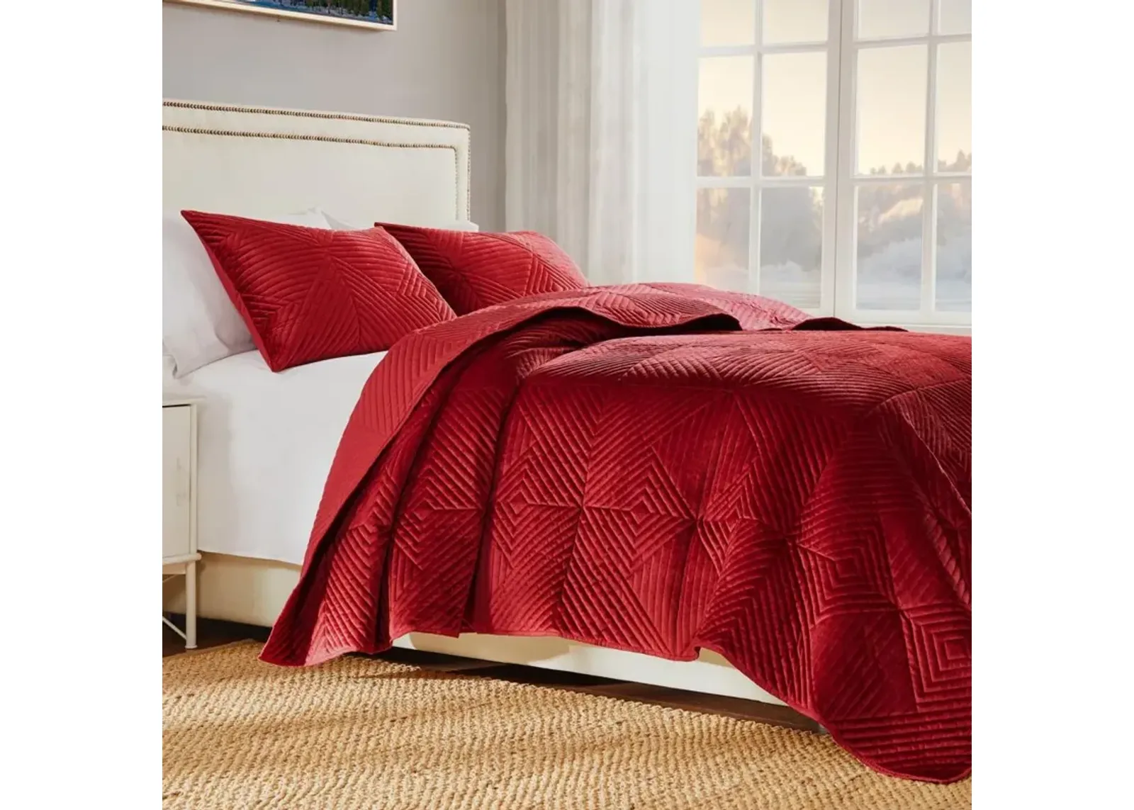 Greenland Home Fashion Riviera Velvet Quilt Set 2 Pieces Quilt Set Including Pillow Sham