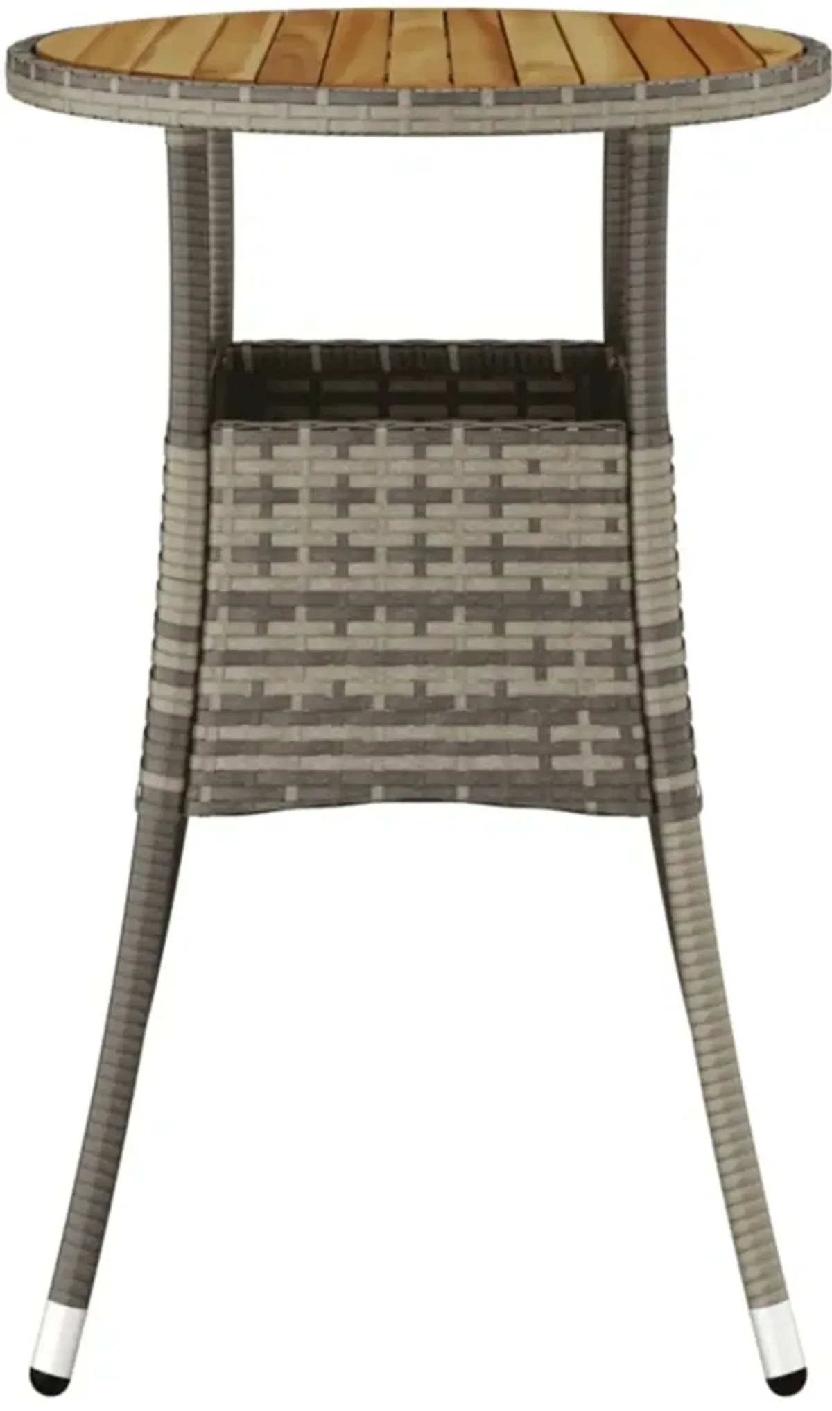 vidaXL Patio Table 23.6"x29.5" Acacia Wood and Poly Rattan Gray