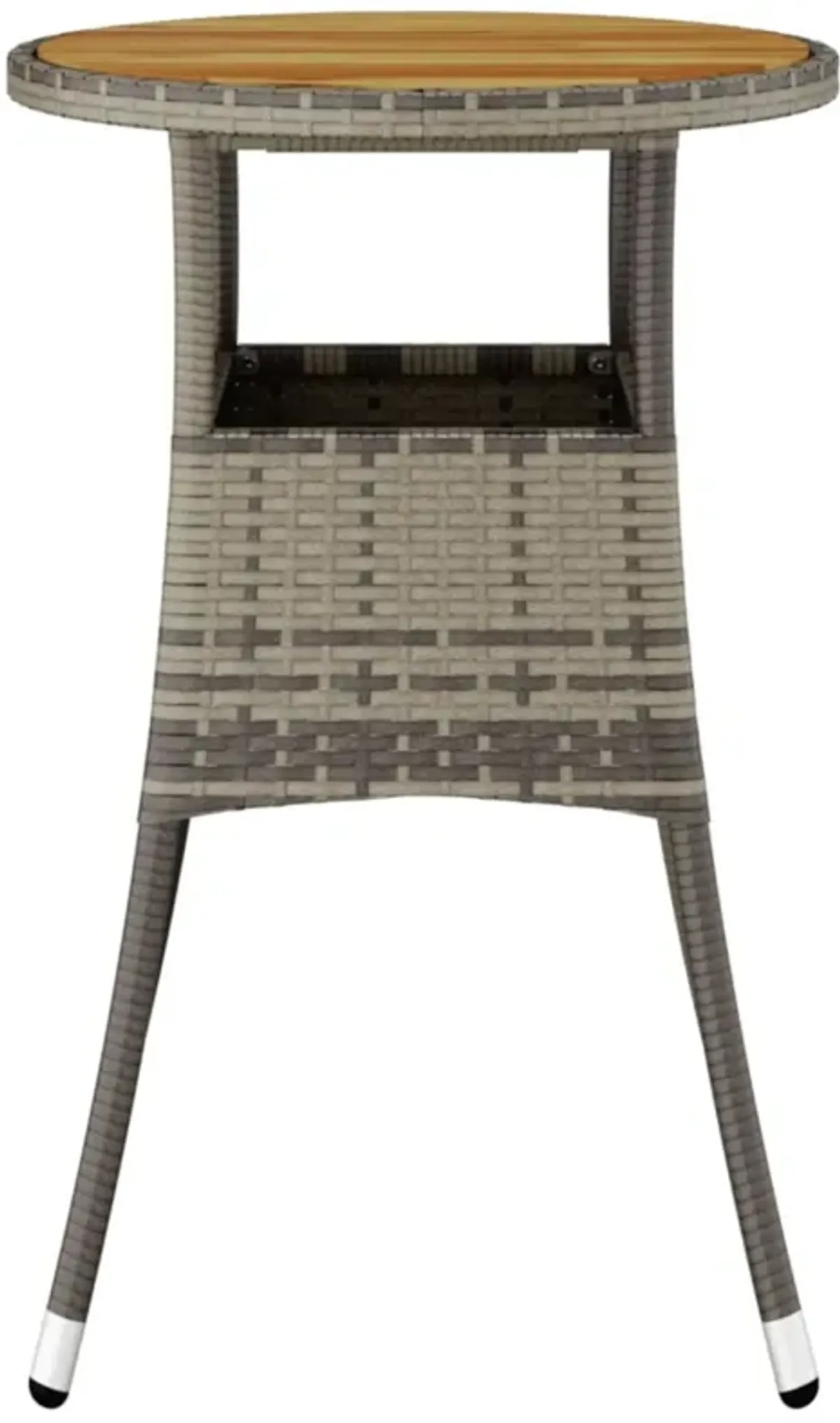 vidaXL Patio Table 23.6"x29.5" Acacia Wood and Poly Rattan Gray