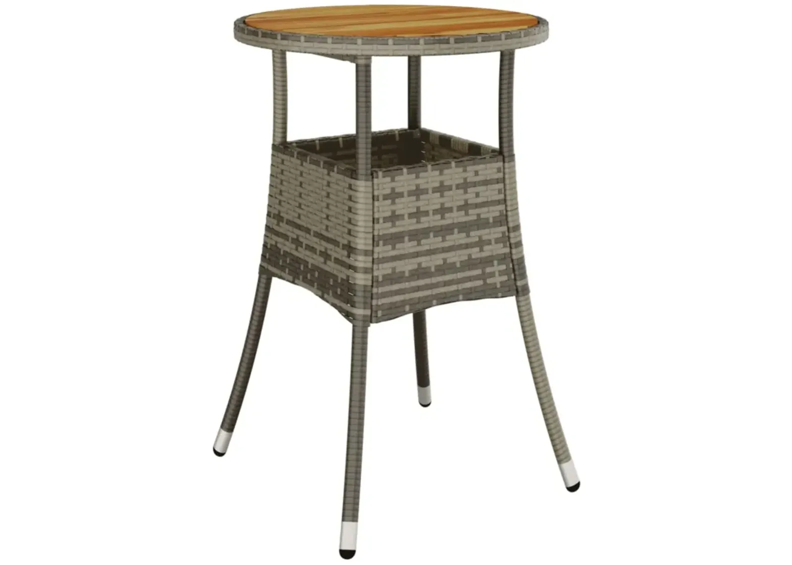 vidaXL Patio Table 23.6"x29.5" Acacia Wood and Poly Rattan Gray