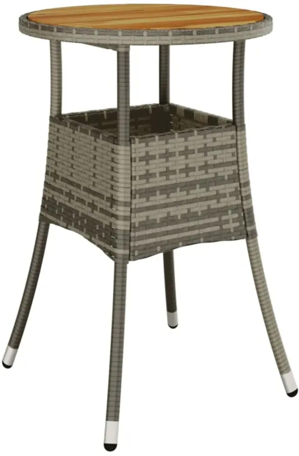 vidaXL Patio Table 23.6"x29.5" Acacia Wood and Poly Rattan Gray