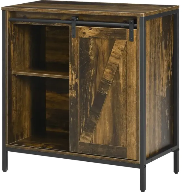 Vintage Farmhouse Buffet Console Table with Barn Door and Storage