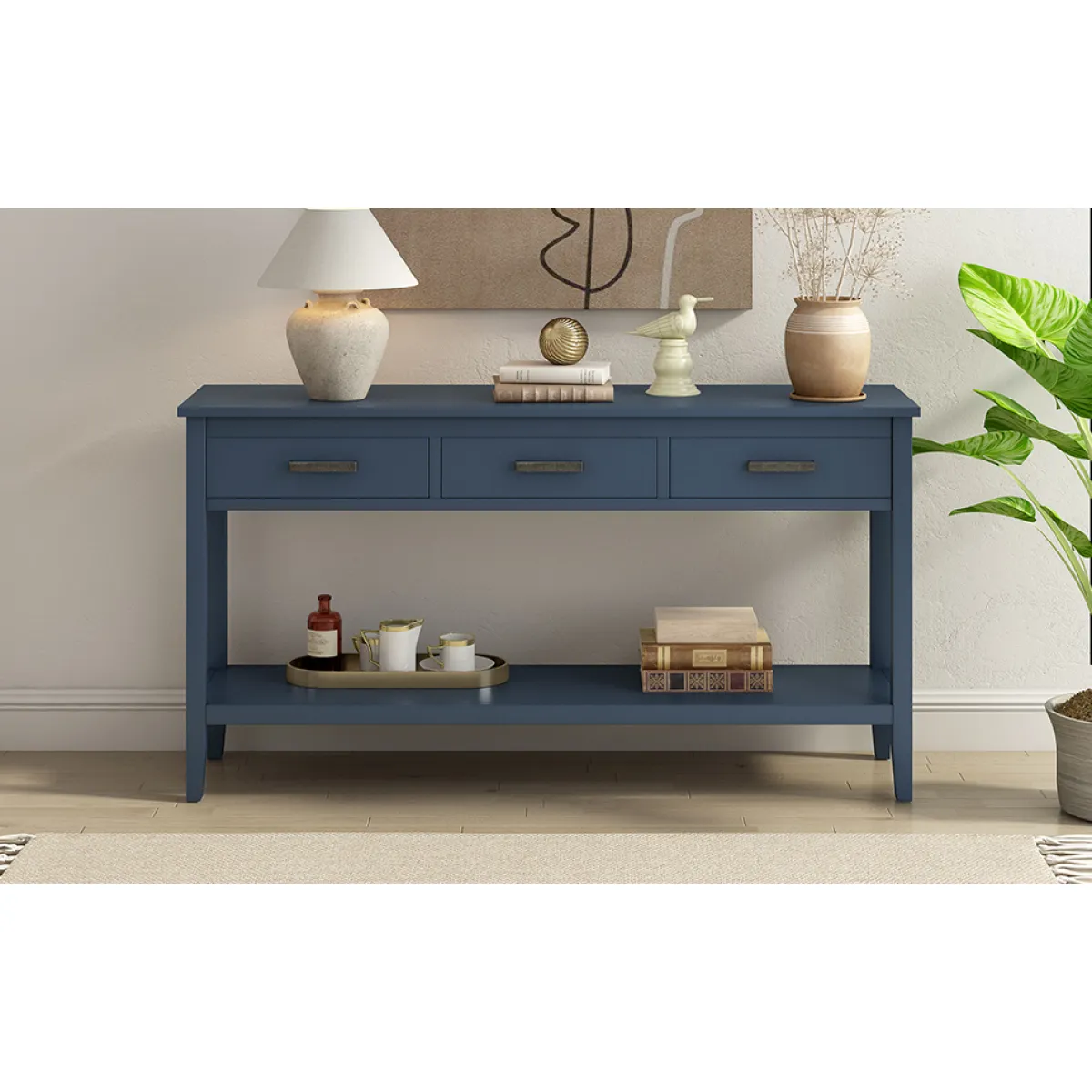 Contemporary 3-Drawer Console Table with 1 Shelf, Entrance Table for Entryway, Hallway, Living Room, Foyer, Corridor