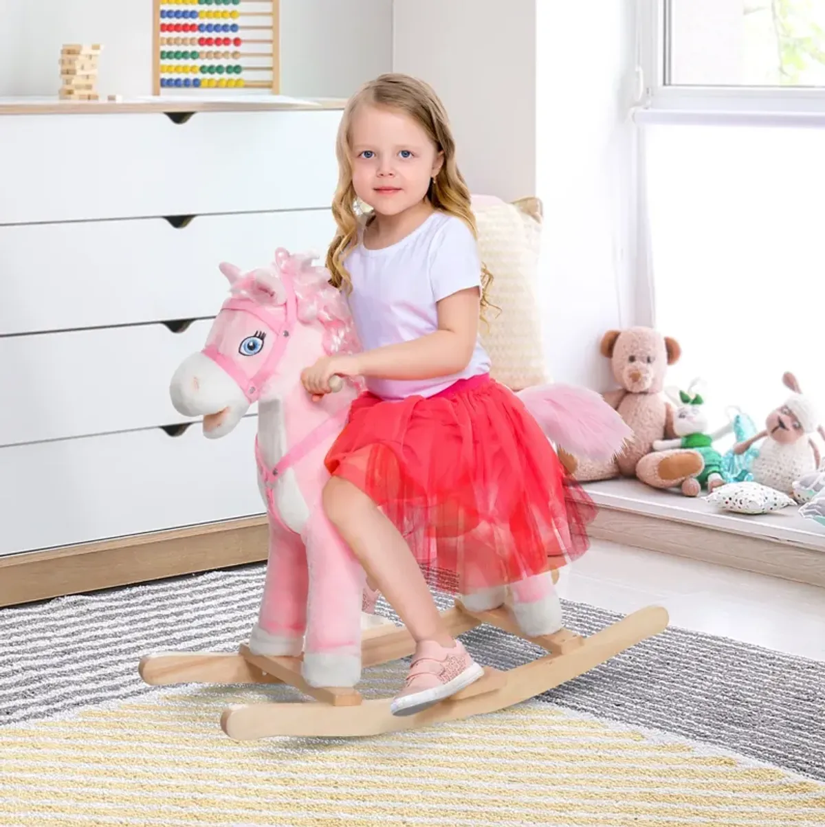 Pink Pony Pal: Plush Rocking Horse with Sounds & Swinging Tail