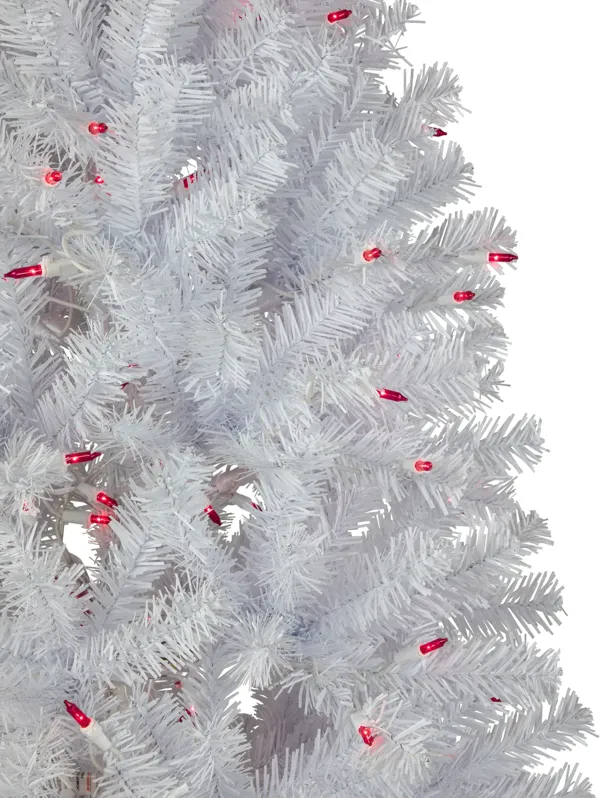 6.5’ Pre-Lit Slim Geneva White Spruce Artificial Christmas Tree  Pink Lights