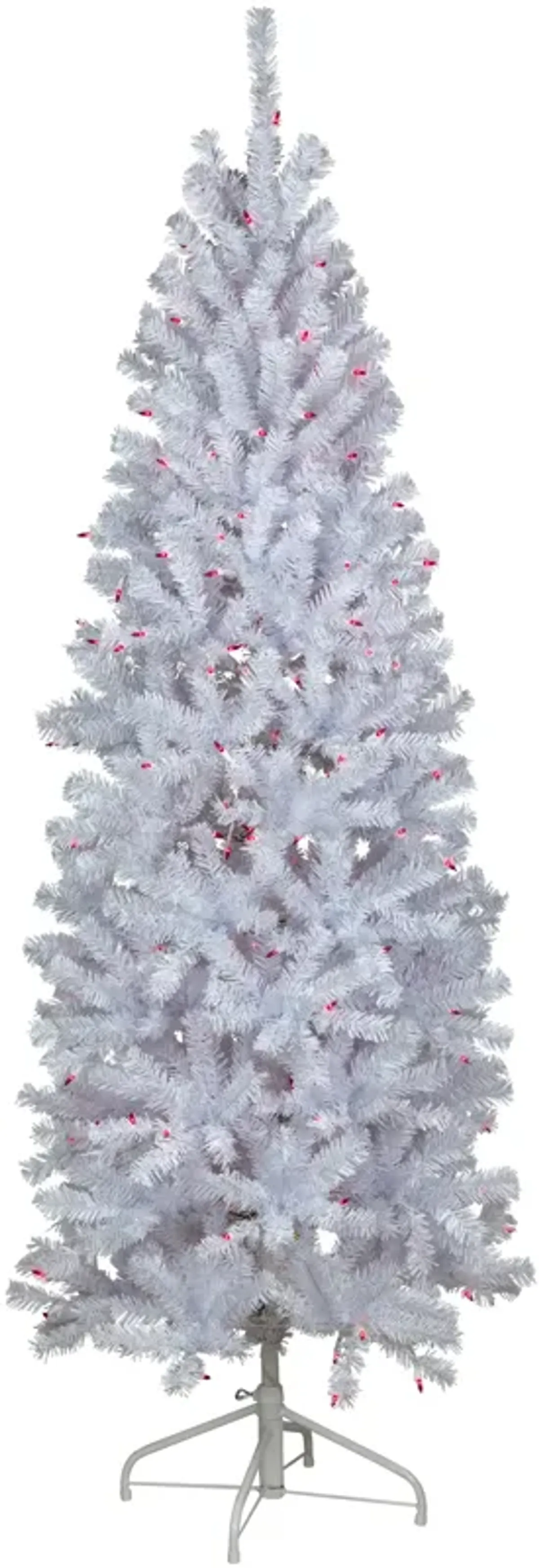 6.5’ Pre-Lit Slim Geneva White Spruce Artificial Christmas Tree  Pink Lights