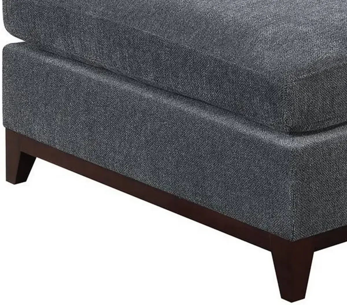 37 Inch Modern Square Ottoman with Foam Seating, Gray Chenille Fabric -Benzara