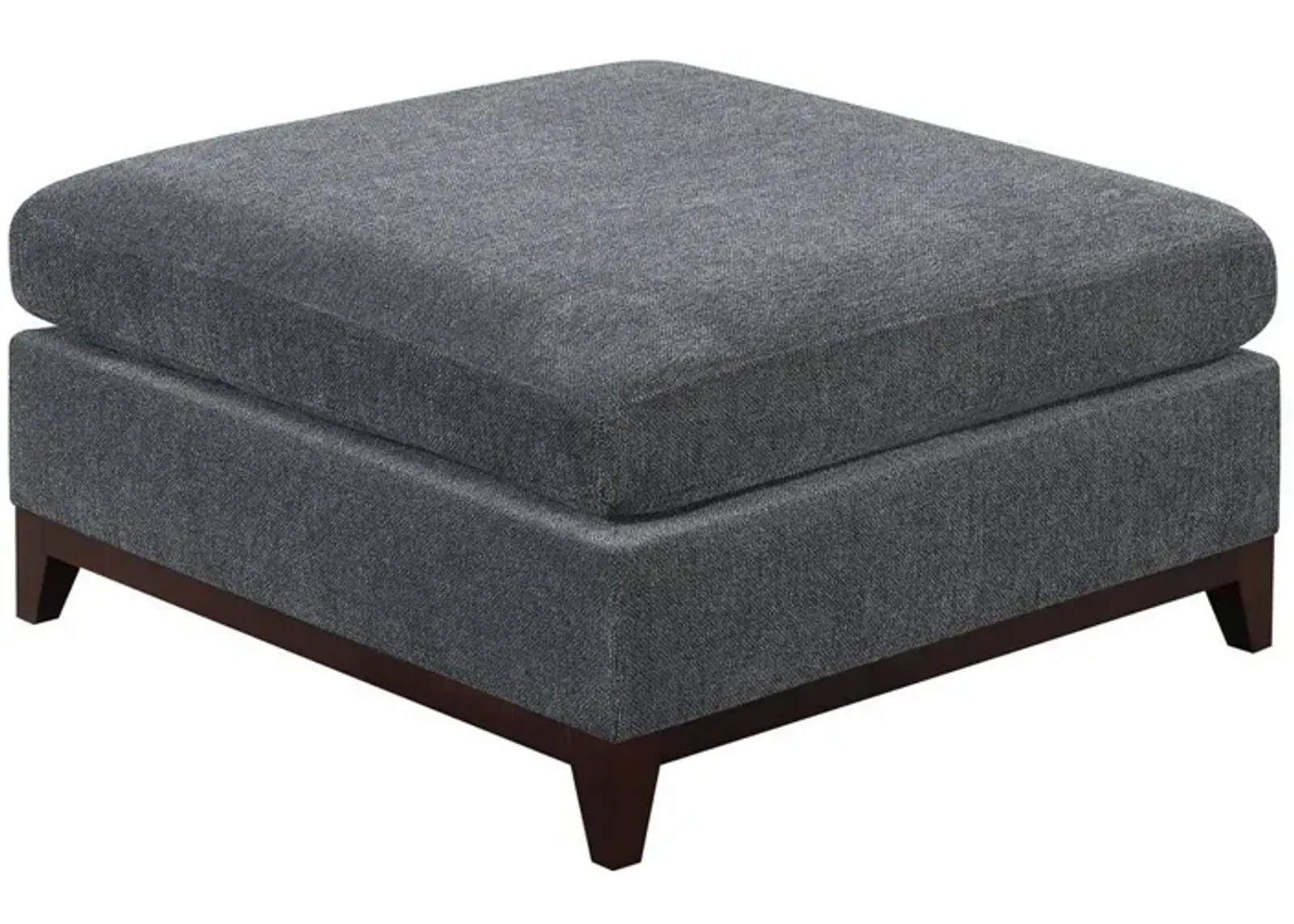 37 Inch Modern Square Ottoman with Foam Seating, Gray Chenille Fabric -Benzara