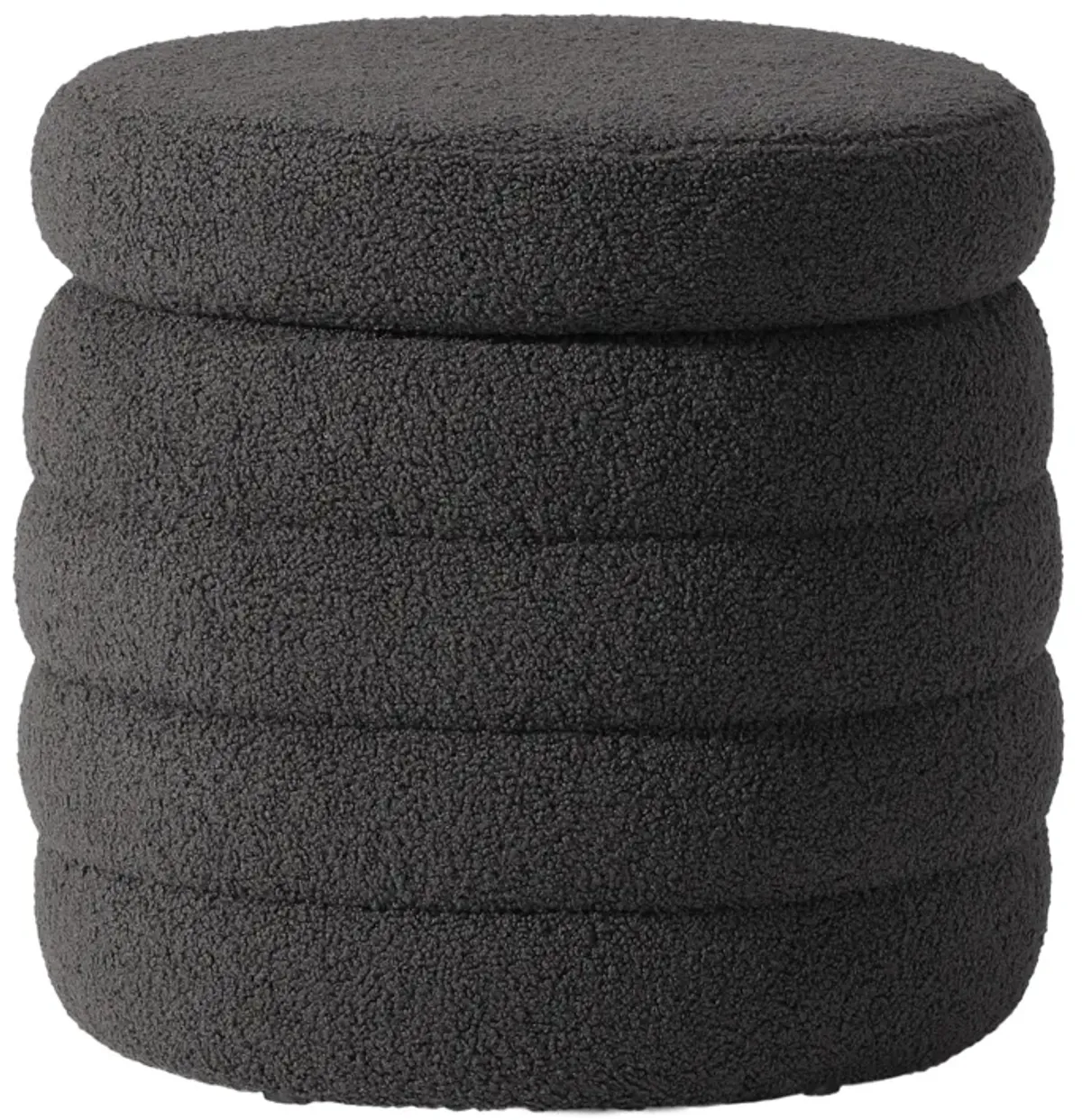 WestinTrends Mid-Century Modern Faux Sherpa Round Storage Ottoman