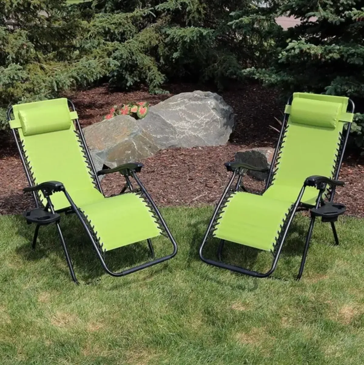 Hivvago 2 Pieces Folding Lounge Chair with Zero Gravity