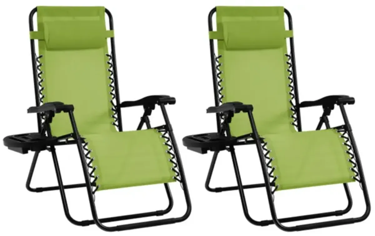 Hivvago 2 Pieces Folding Lounge Chair with Zero Gravity