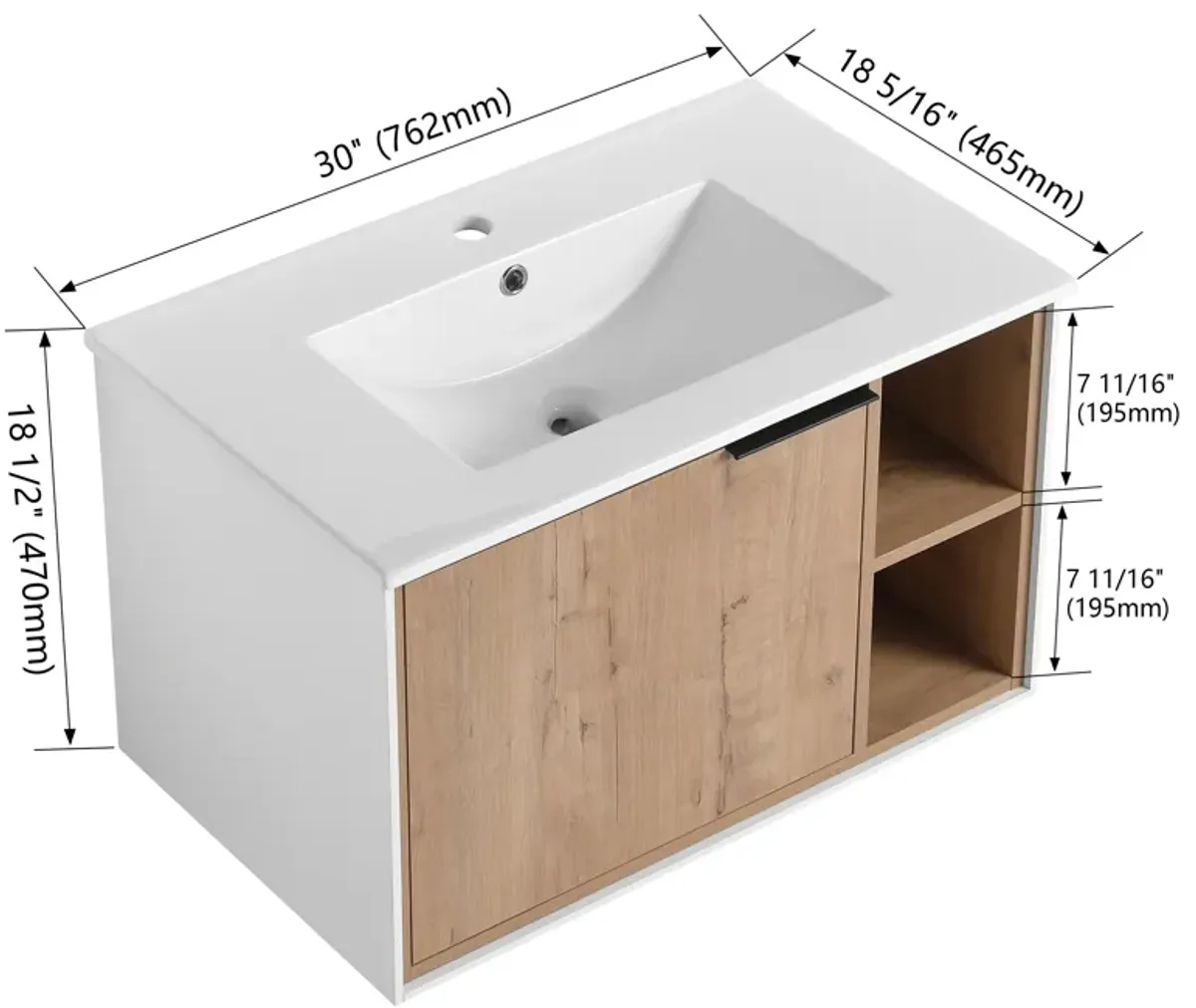 Gewnee 30'' Floating Wall-Mounted Bathroom Vanity