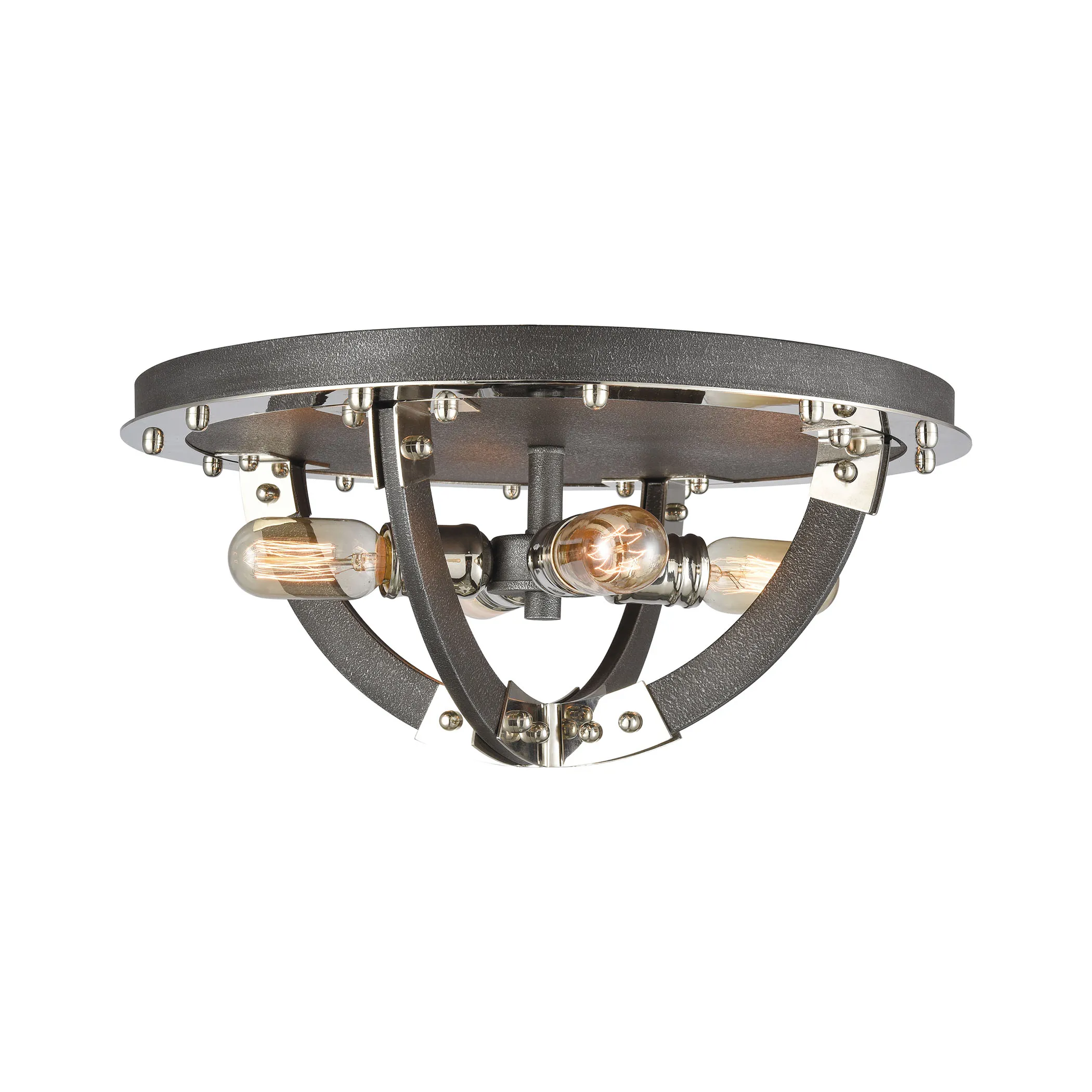 Riveted Plate 19'' Wide 4-Light Flush Mount