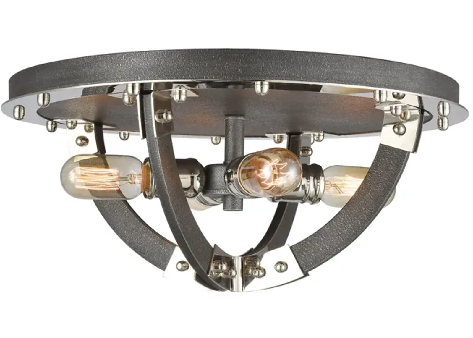 Riveted Plate 19'' Wide 4-Light Flush Mount