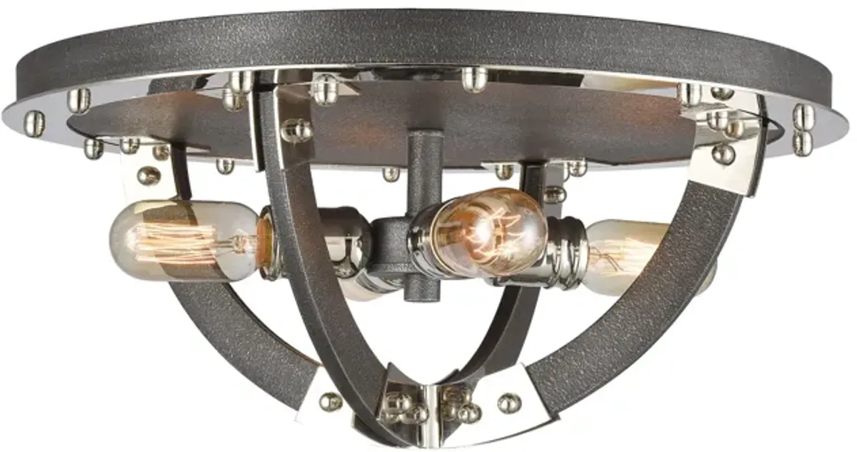 Riveted Plate 19'' Wide 4-Light Flush Mount