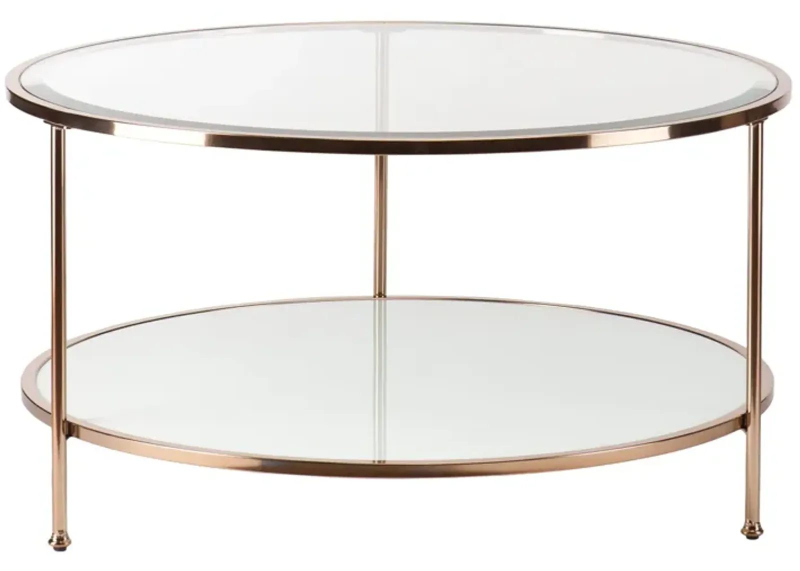 Homezia 34" Gold Glass And Metal Round Coffee Table