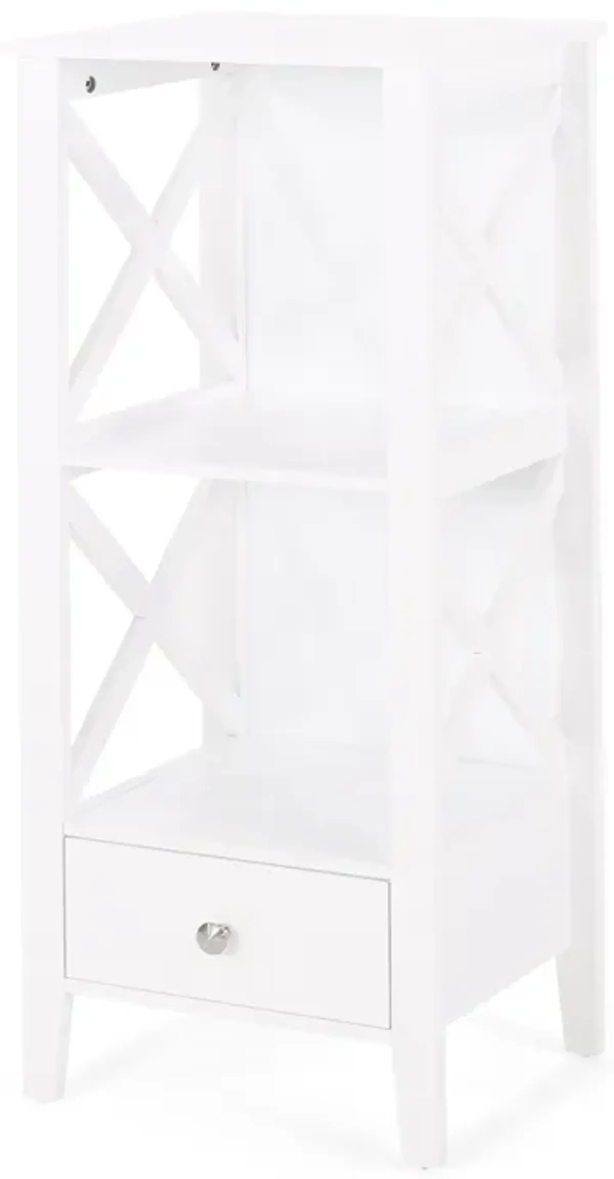 Veny Bathroom Linen Storage Rack, 16 x 36, 2 Shelves, 1 Drawer, White - Benzara