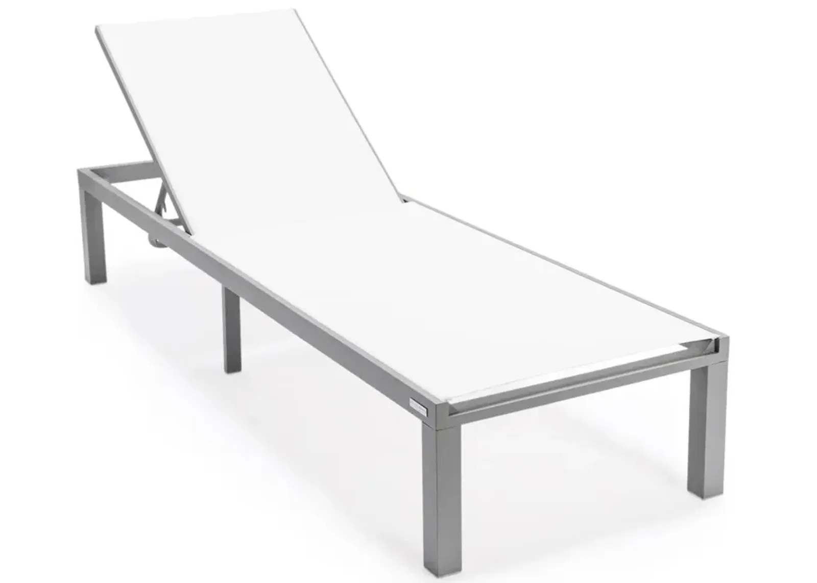 LeisureMod Marlin Patio Chaise Lounge Chair With Grey Aluminum Frame