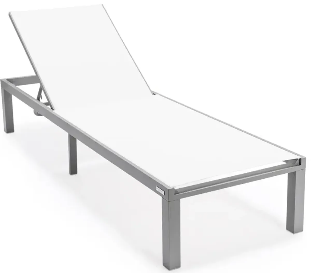 LeisureMod Marlin Patio Chaise Lounge Chair With Grey Aluminum Frame