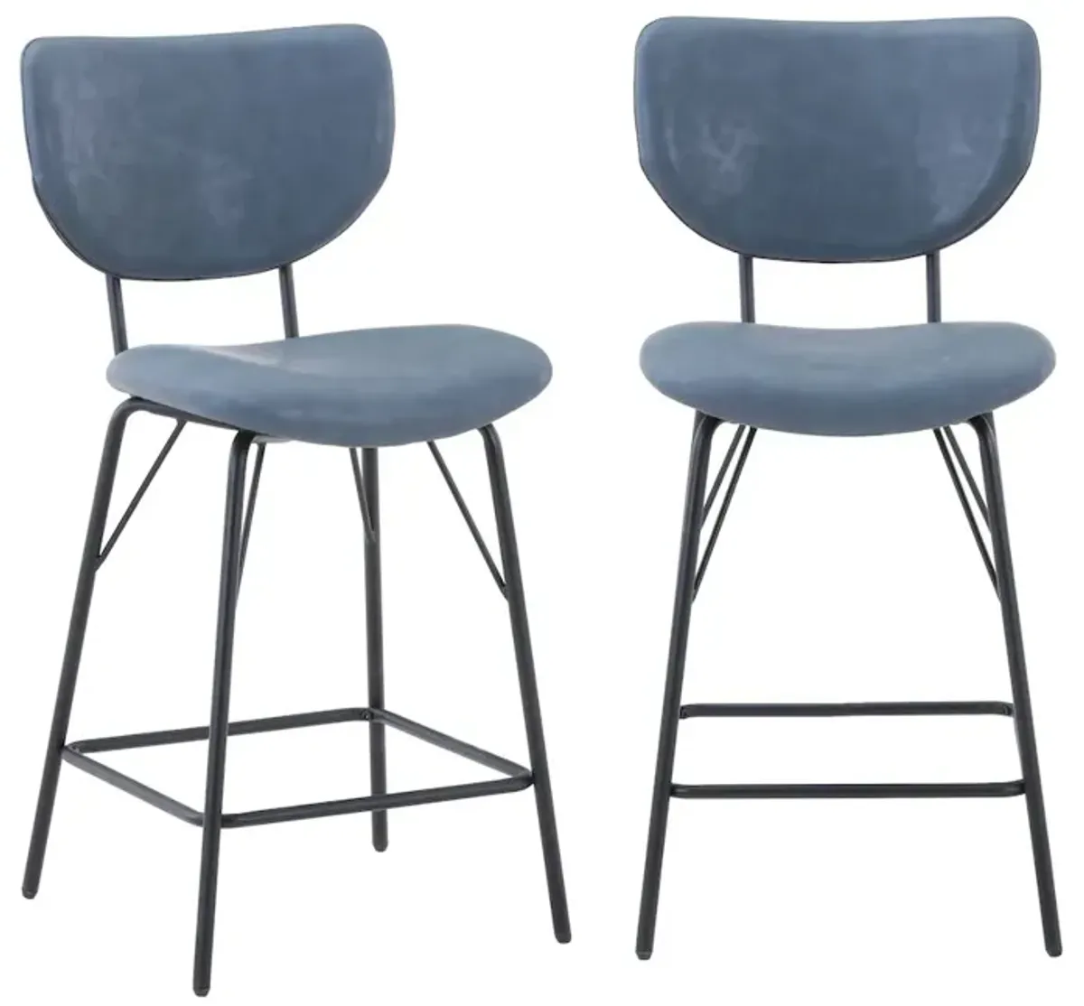 Jofran Modern Faux Leather Split-Back Upholstered Counter Height Barstool (Set of 2)